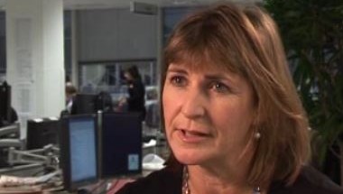 Still from video of Niki Beattie talking to Jeremy Grant from the FT about HFT.